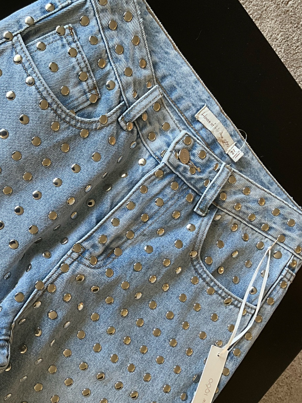 House of Harlow Light Blue Studded High-Rise Jeans - Women - Picture 6 of 6